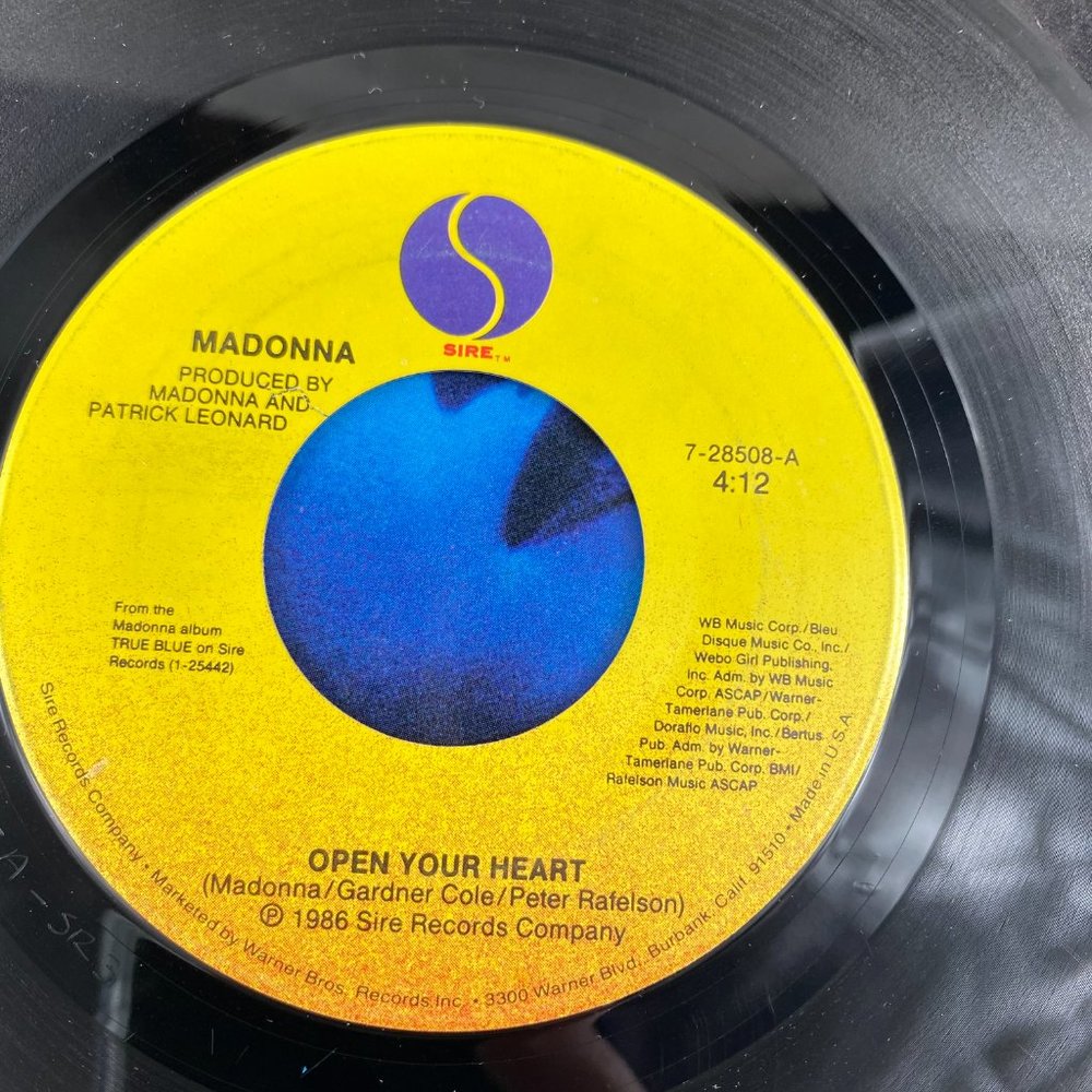 Madonna Open Your Heart, White Heat 1986 Sire 45 RPM Photo Sleeve - Picture 5 of 7